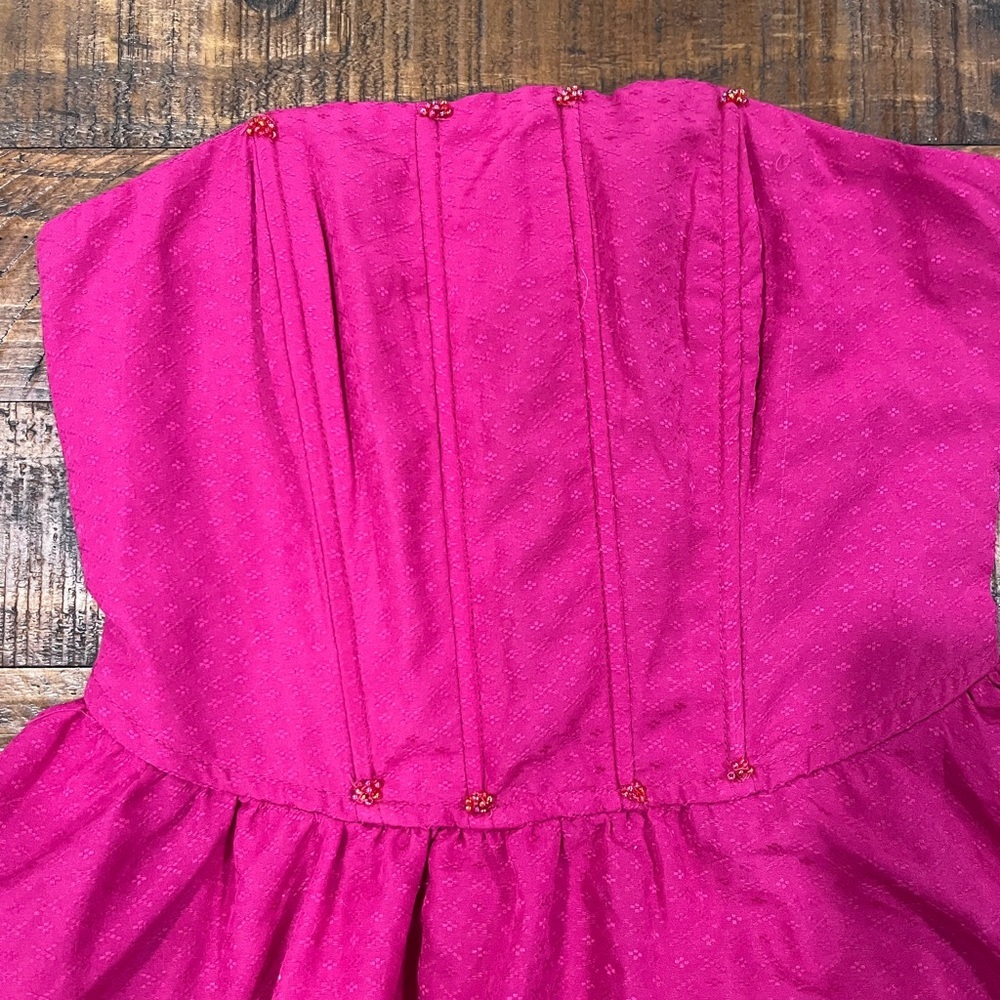 Free People Pink Strapless Fit and Flare Mini Dress - Picture 2 of 4